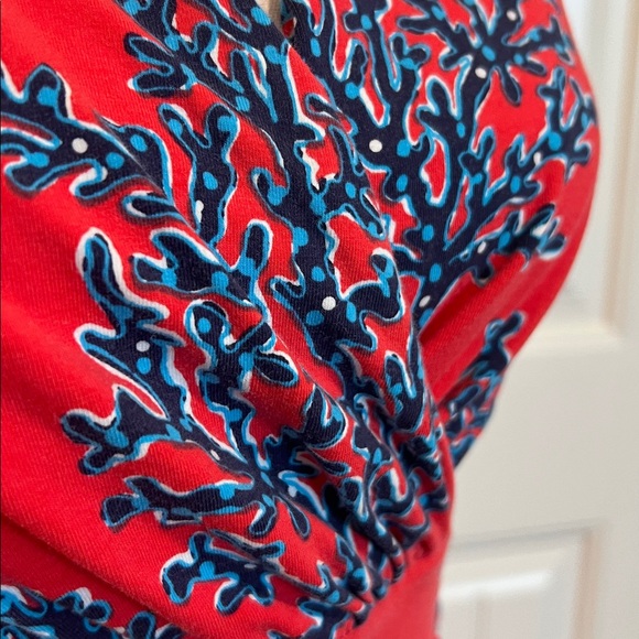 Lilly Pulitzer Jia Seashell Coral Print Stretch Jersey Dress M Medium Coastal - Picture 6 of 16